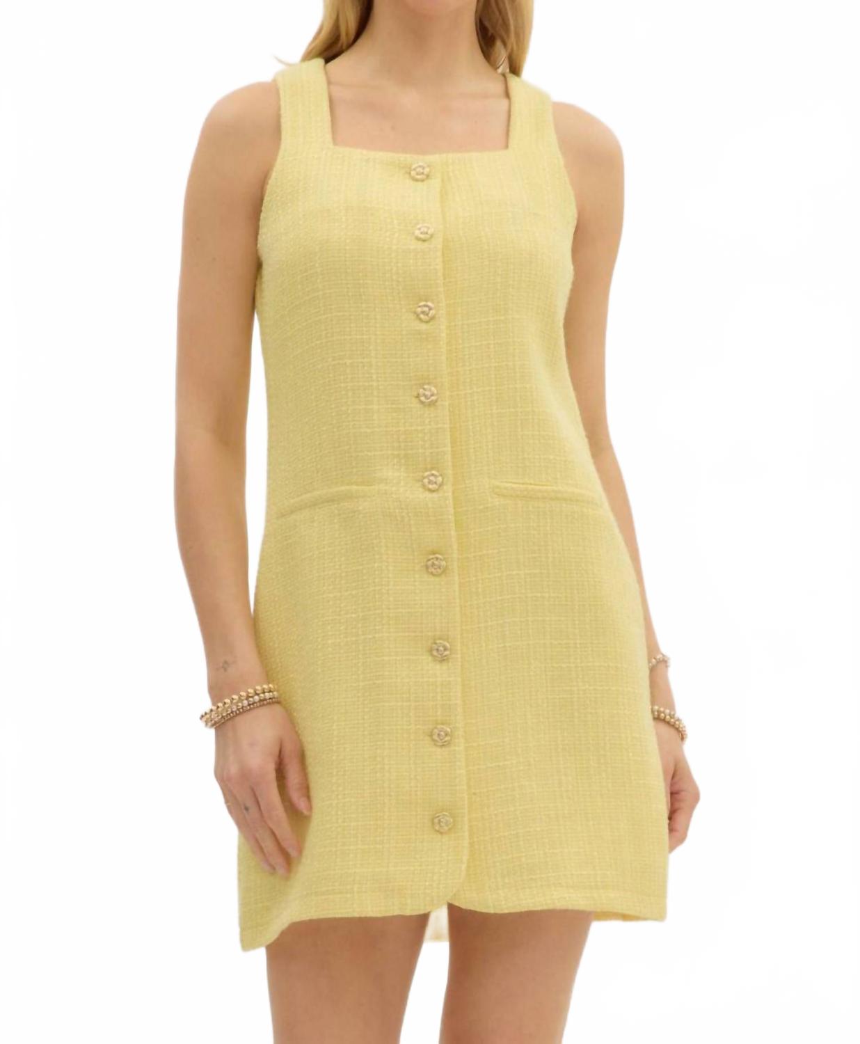 

ALEXIS Твидовое мини-платье масляно-желтого цвета