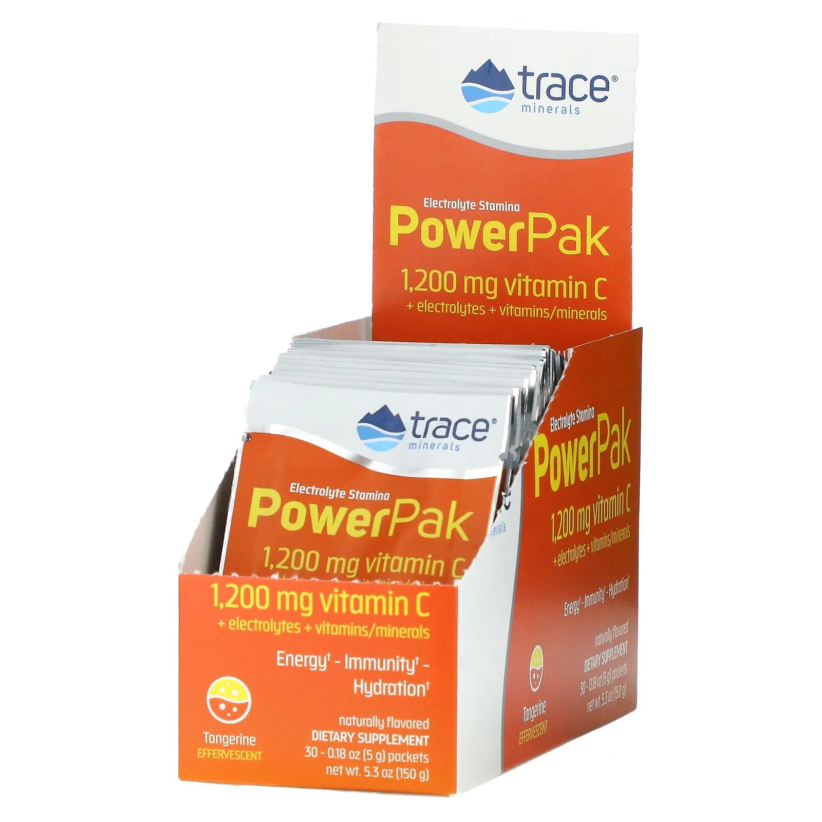 

Trace Minerals Research Electrolyte Stamina Power Pak 1200 mg Tangerine 30 Packets 0.18 oz (5.2 g) Each