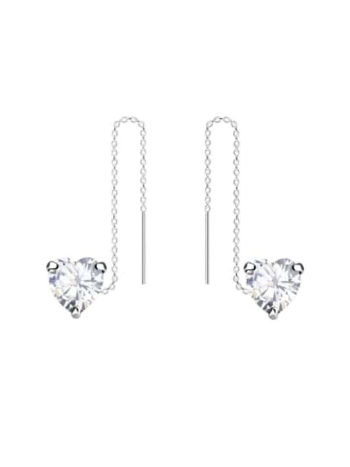 

Alexander York Серьги-колье с сердечком из белого циркония в серебряной оправе