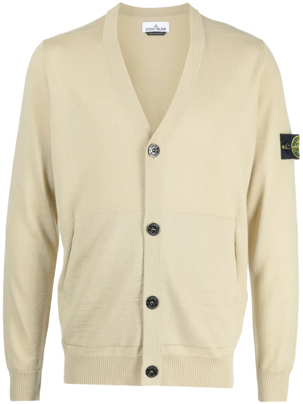 

Кардиган из вирджинской шерсти с логотипом Compass Stone Island, нейтральный