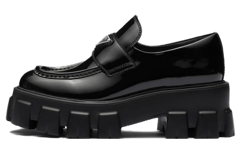 Лоферы Moonlith из лаковой кожи PRADA, черные