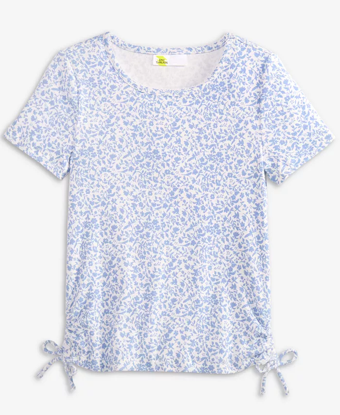 

Детская топ с принтом и боковыми сборками для девочек 5-18 лет Epic Threads, синий