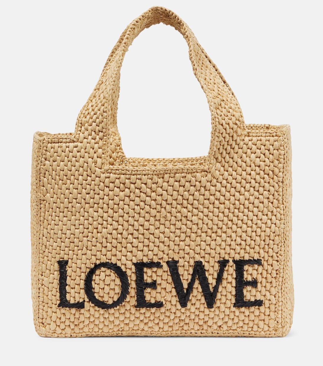 

Маленькая сумка-тоут paula's ibiza из рафии с логотипом Loewe, бежевый