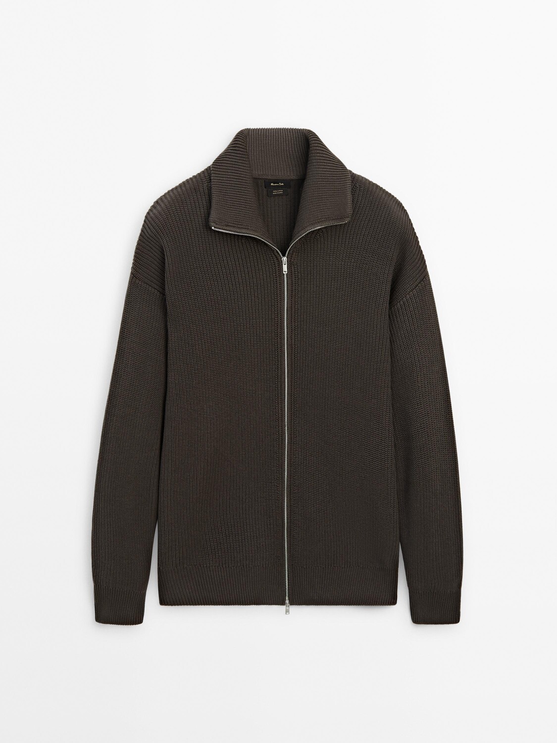 

Кардиган на молнии из 100% хлопка Massimo Dutti, серовато-зеленый