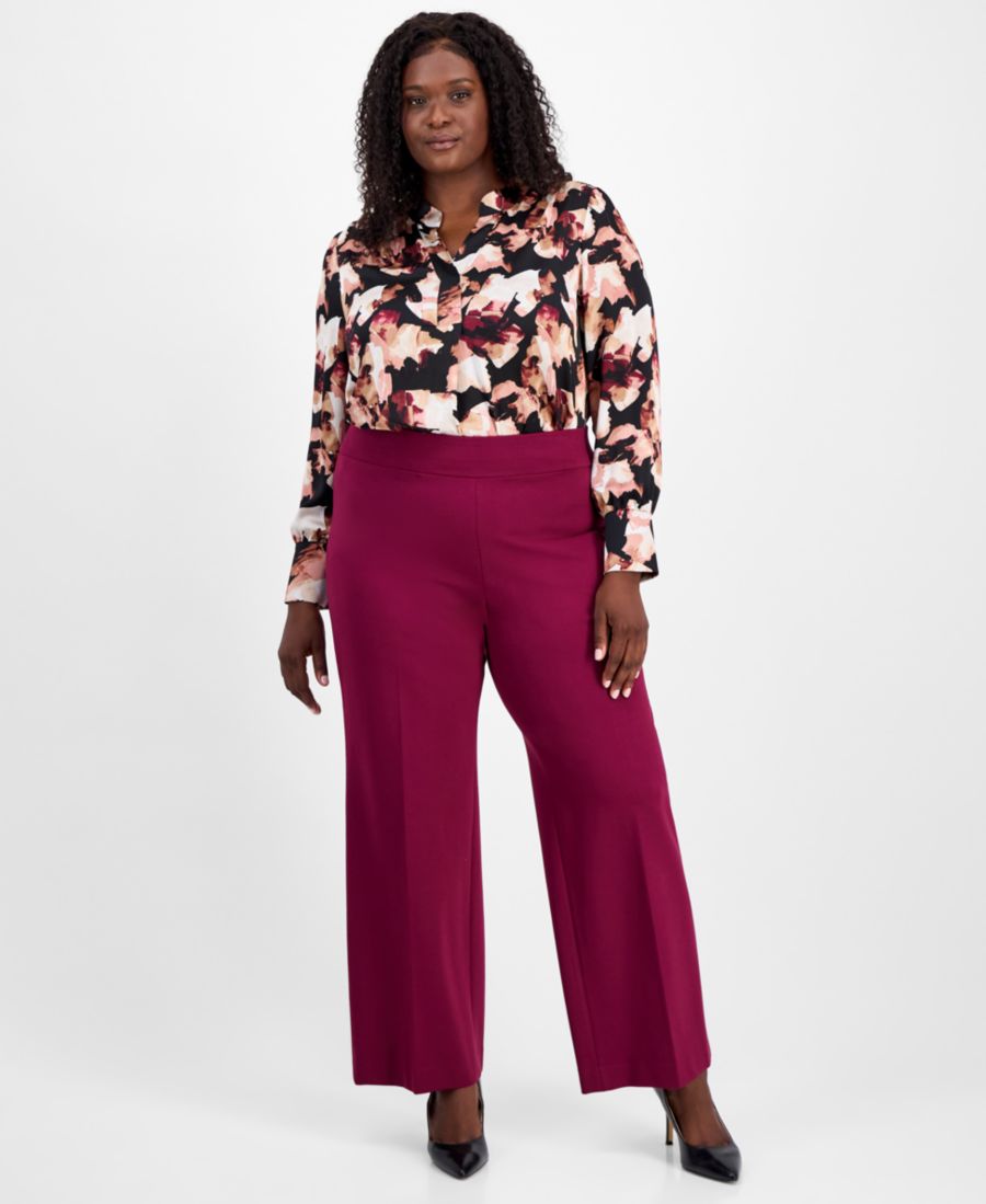 

Широкие брюки больших размеров на резинке Anne Klein, Chianti