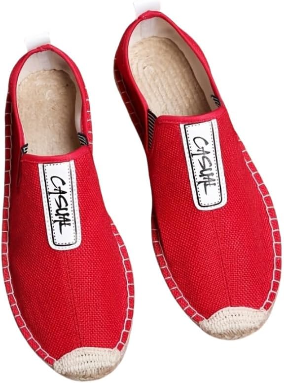 

Мужские эспадрильи-лоаферы - удобная повседневная обувь без шнурков для ходьбы Hoalox, красный