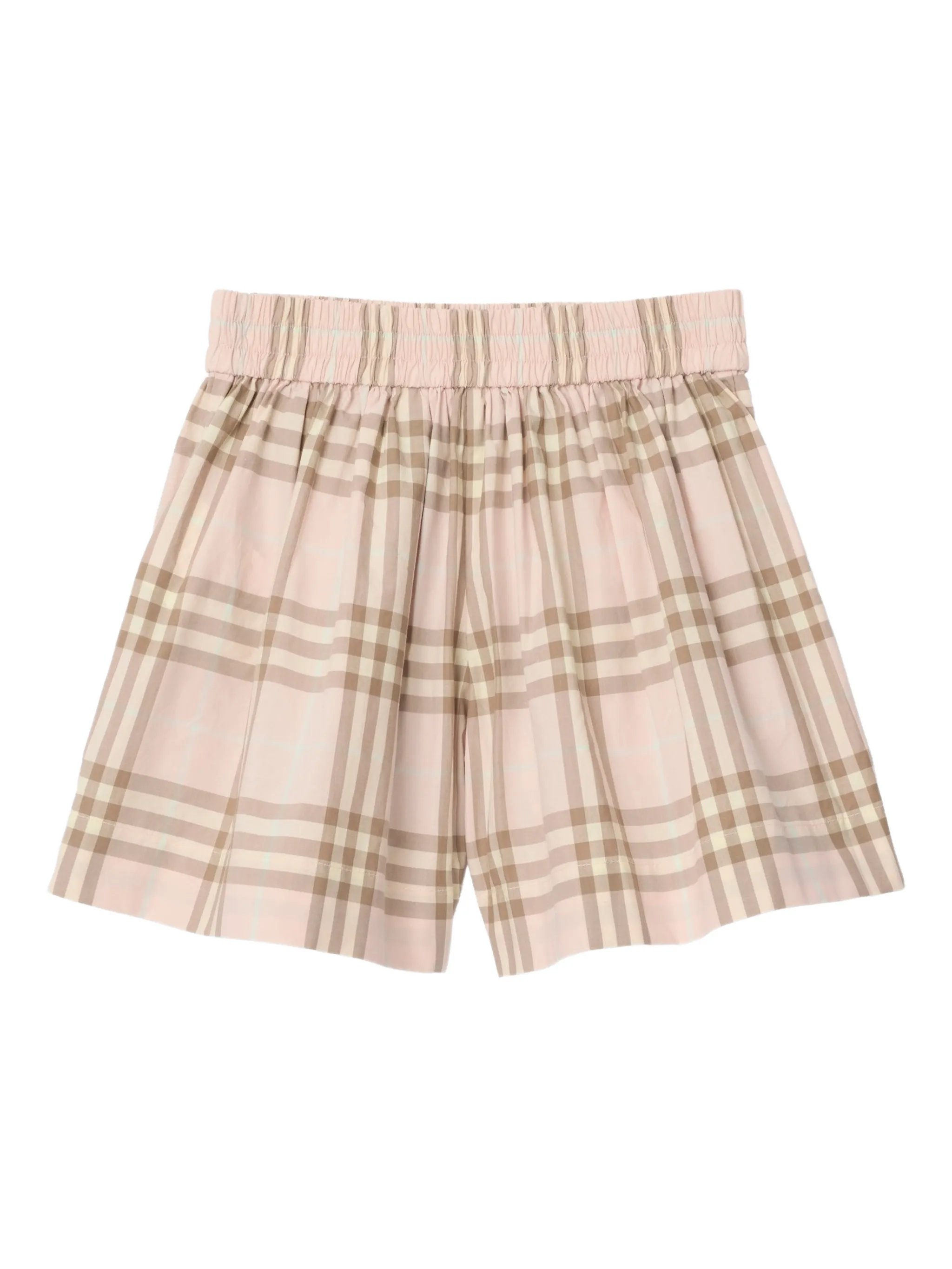 Шорты в клетку с эластичным поясом Burberry Kids, розовый — фото 2