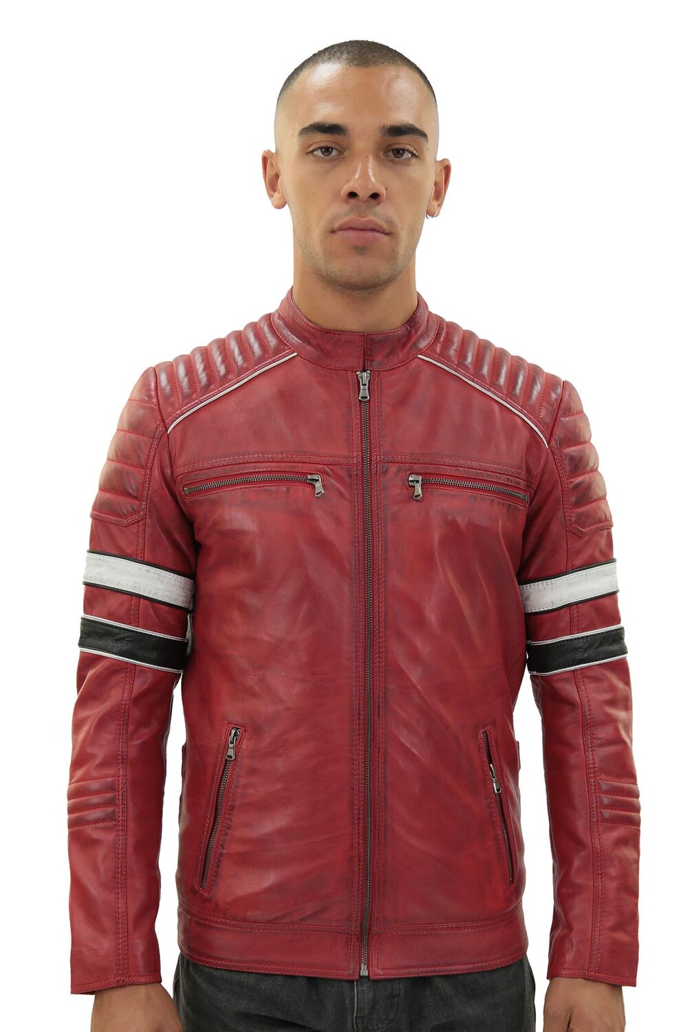 

Стеганая кожаная гоночная куртка madrid Infinity Leather, красный