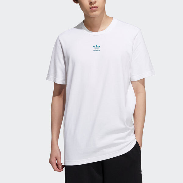 Футболка originals ts ss tee logo printing sports round neck short sleeve white Adidas, белый — фото 2