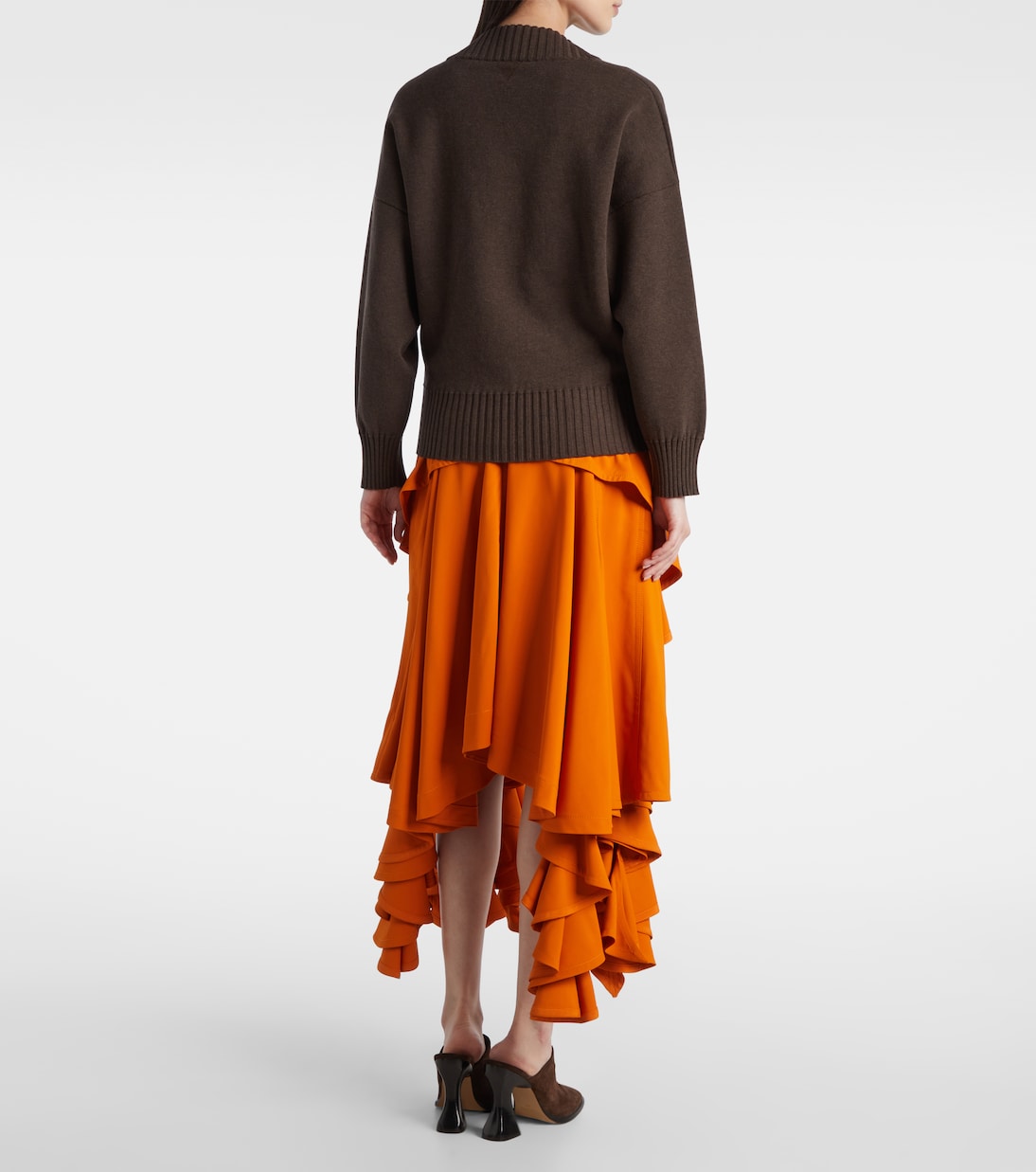 Свитер из хлопковой смеси Bottega Veneta, Dark Chestnut — фото 3