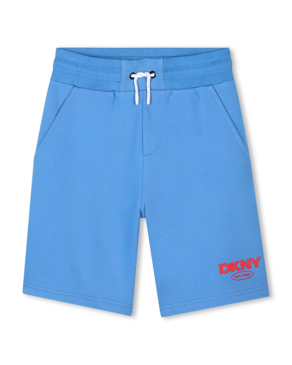 

Хлопковые шорты-бермуды для мальчиков с логотипом на спине DKNY, пурпурный