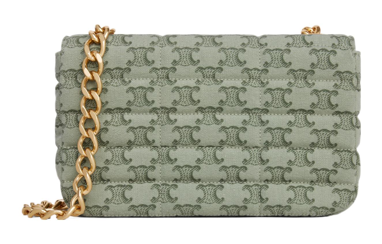 Мателласовый монохромный кроссбоди, женская сумка через плечо Khaki Green CELINE, Set (Bag+Dust Bag) — фото 3