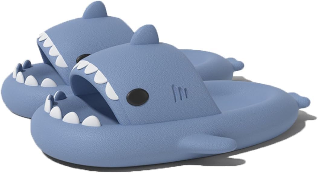 

Мужские и женские шлепанцы Glemall с акулой, забавные шлепанцы Cloud Shark, открытый носок, противоскользящие, быстросохнущие, сандалии для душа с мягкой толстой подошвой, синий
