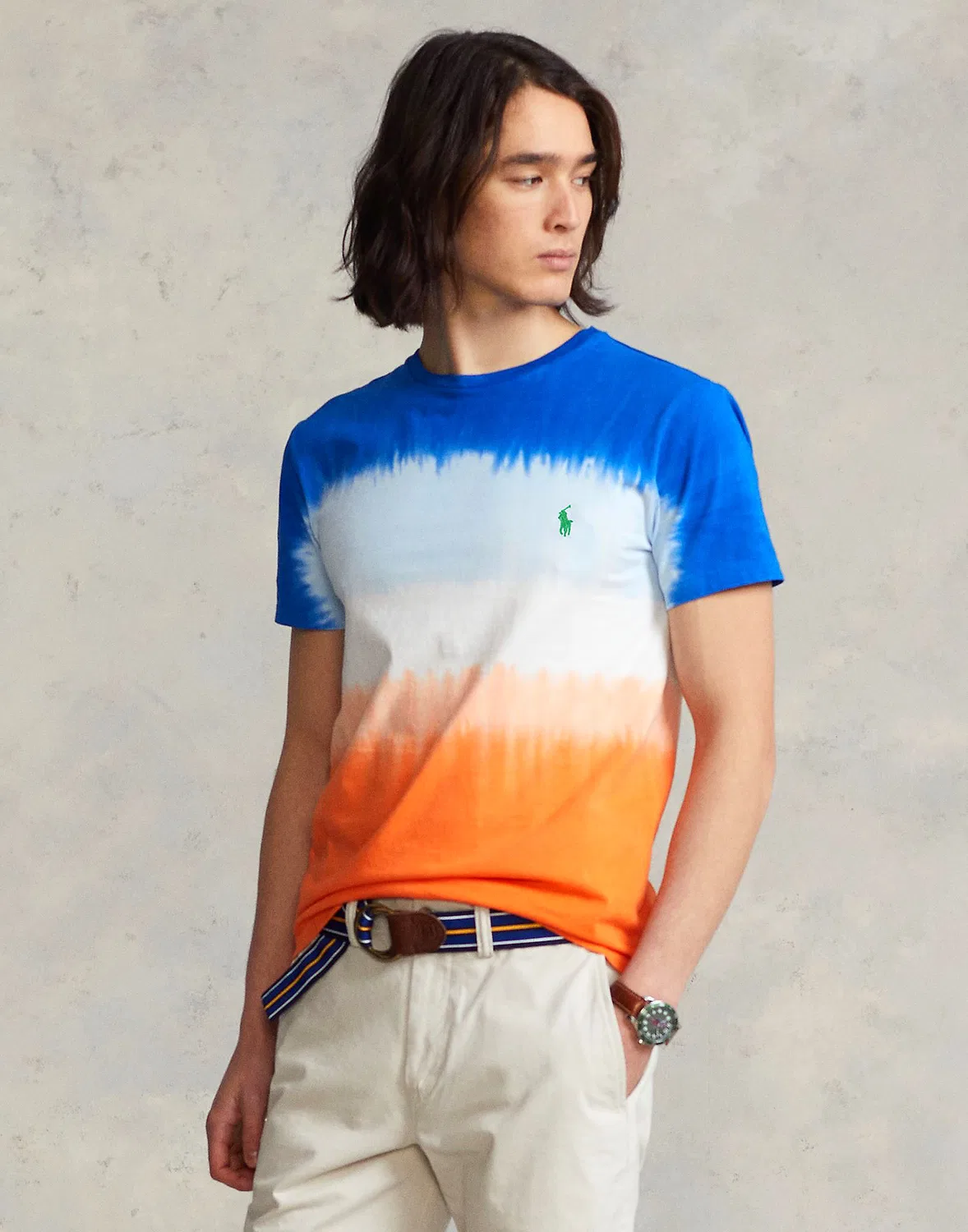 Футболка Custom Slim Fit Tie-Dye POLO RALPH LAUREN Ярко-синяя — фото 2