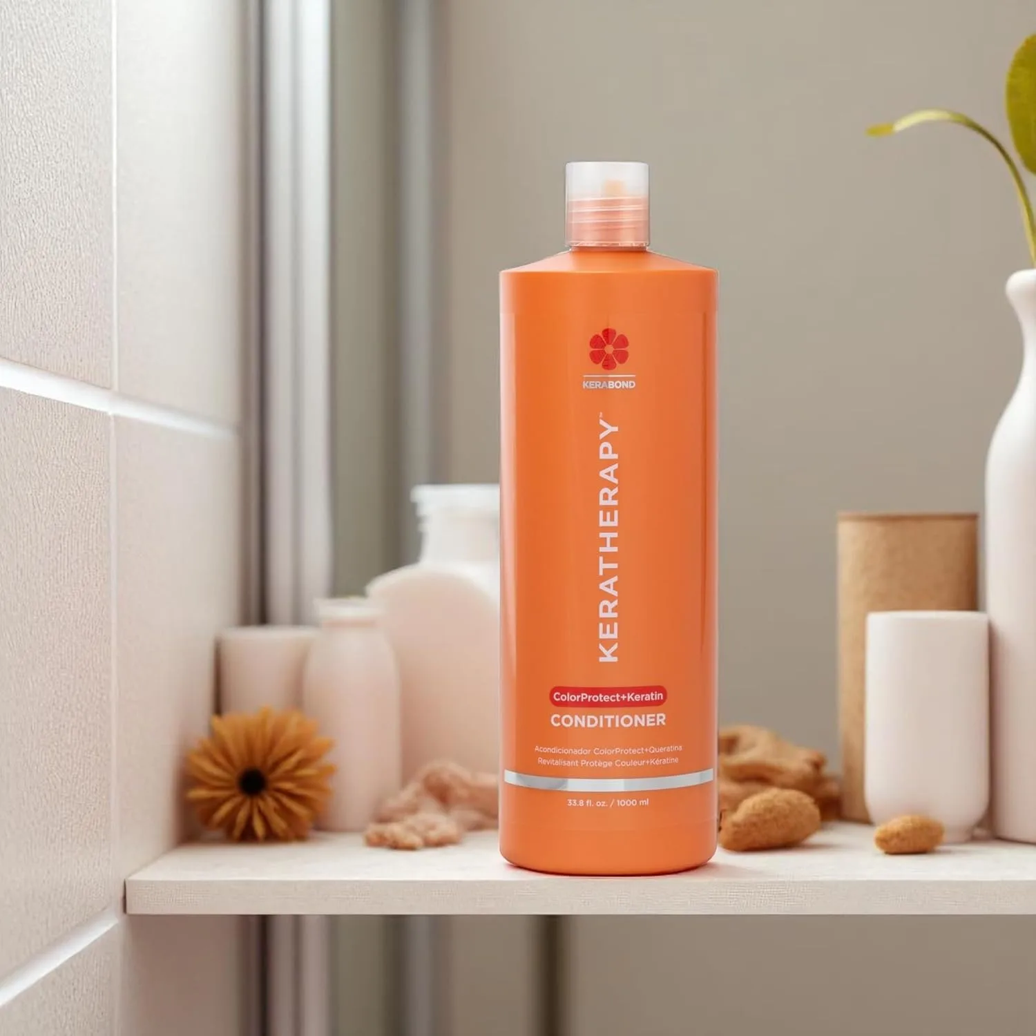 KERATHERAPY Keratin Infused Color Protect Conditioner, 1000 мл, без глютена, с технологией Kerabond, маслом красной малины и омега-3 и 6 — фото 2