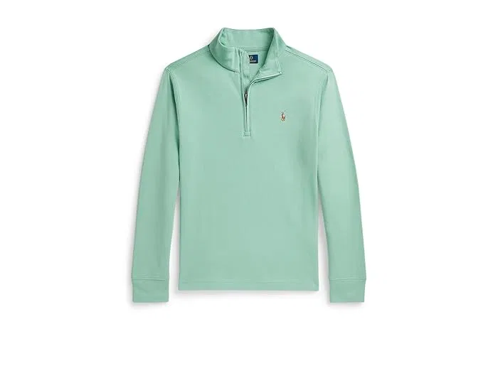 Свитер с четверть-застежкой-молнией Cotton Interlock Polo Ralph Lauren Kids, Celadon