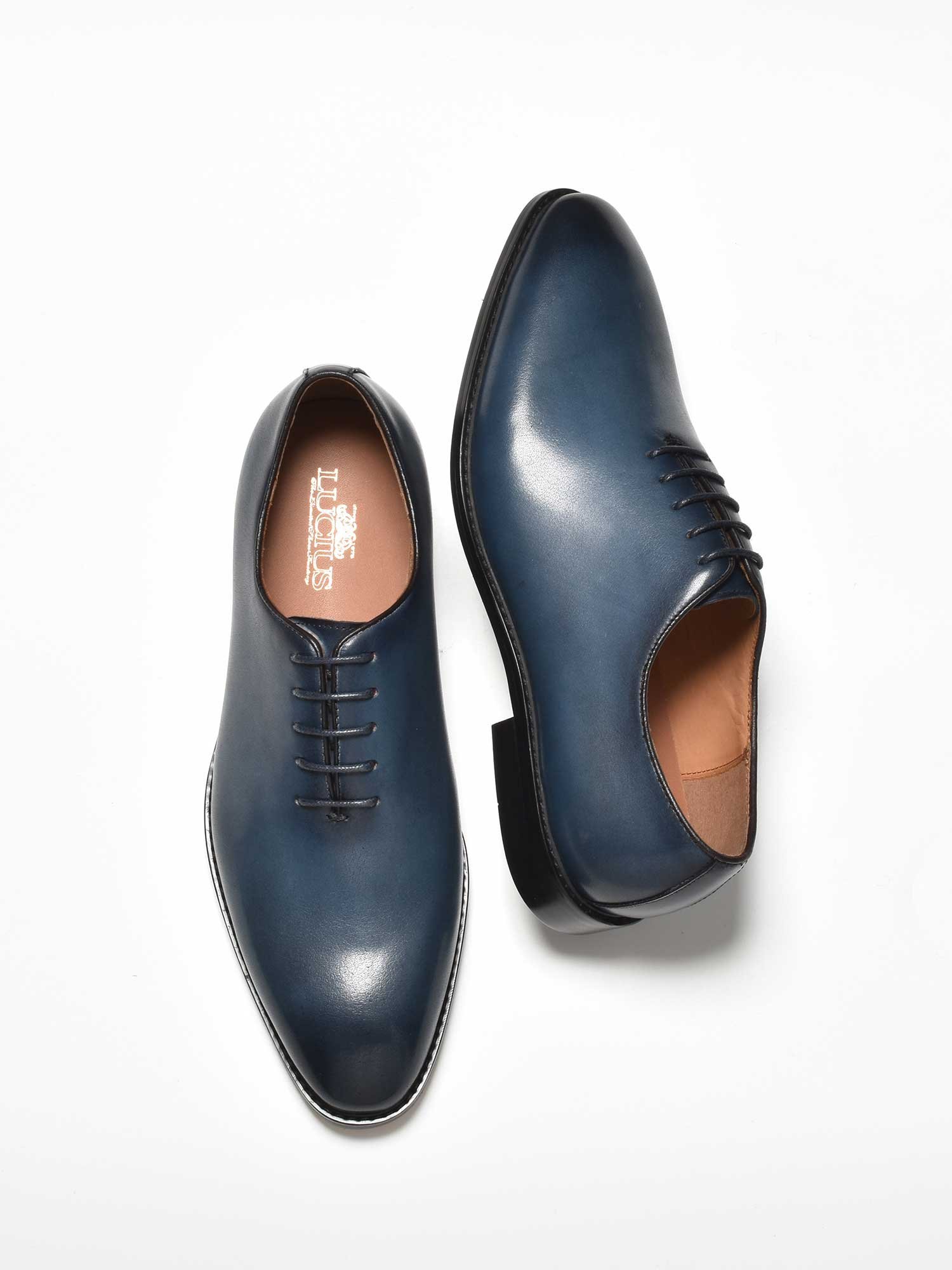 Классические кожаные туфли LUCIUS из цельного куска кожи, Navy — фото 4