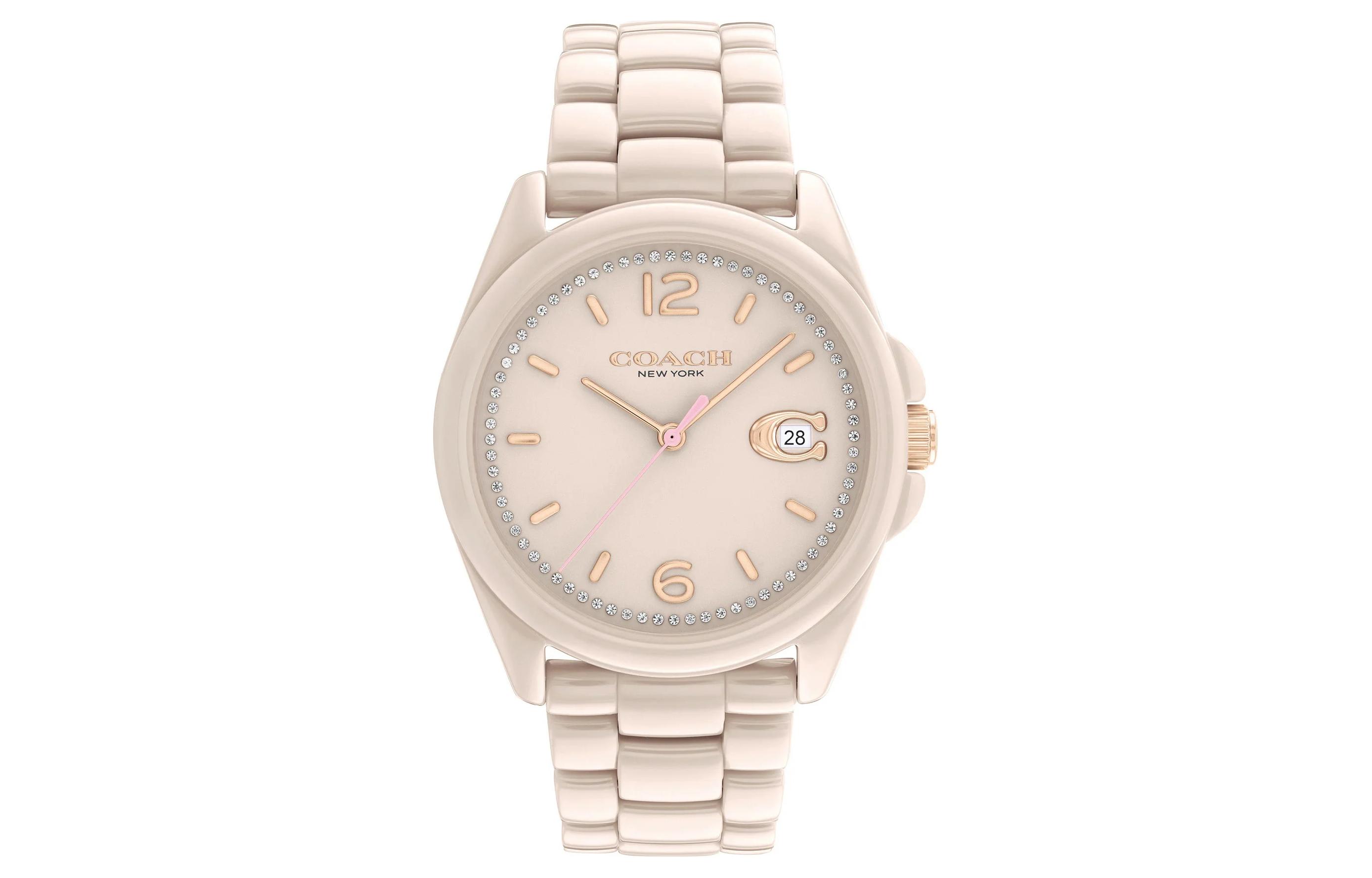 

COACH Часы Wrist Watch Quartz Movement Ceramic Strap 36mm Beige Watch Dial Women's Watch