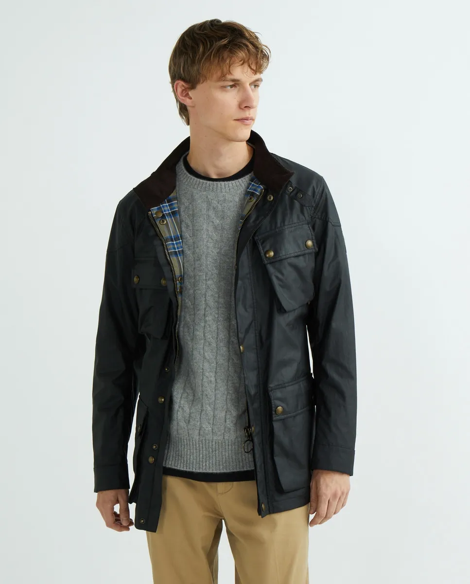 

Черная мужская куртка-пальто с четырьмя карманами Belstaff, черный