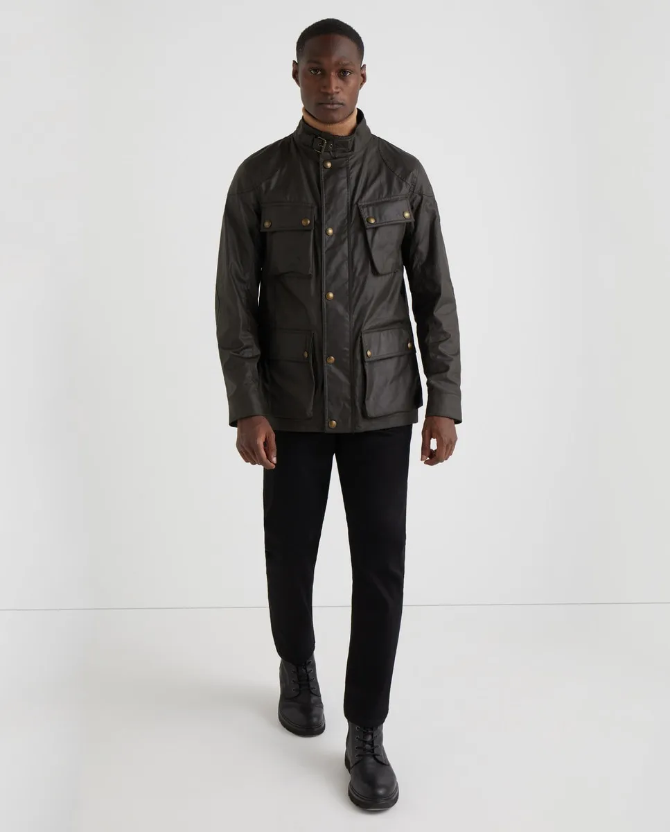 

Мужская куртка из вощеного хлопка длиной три четверти, зеленая Belstaff, темно-зеленый