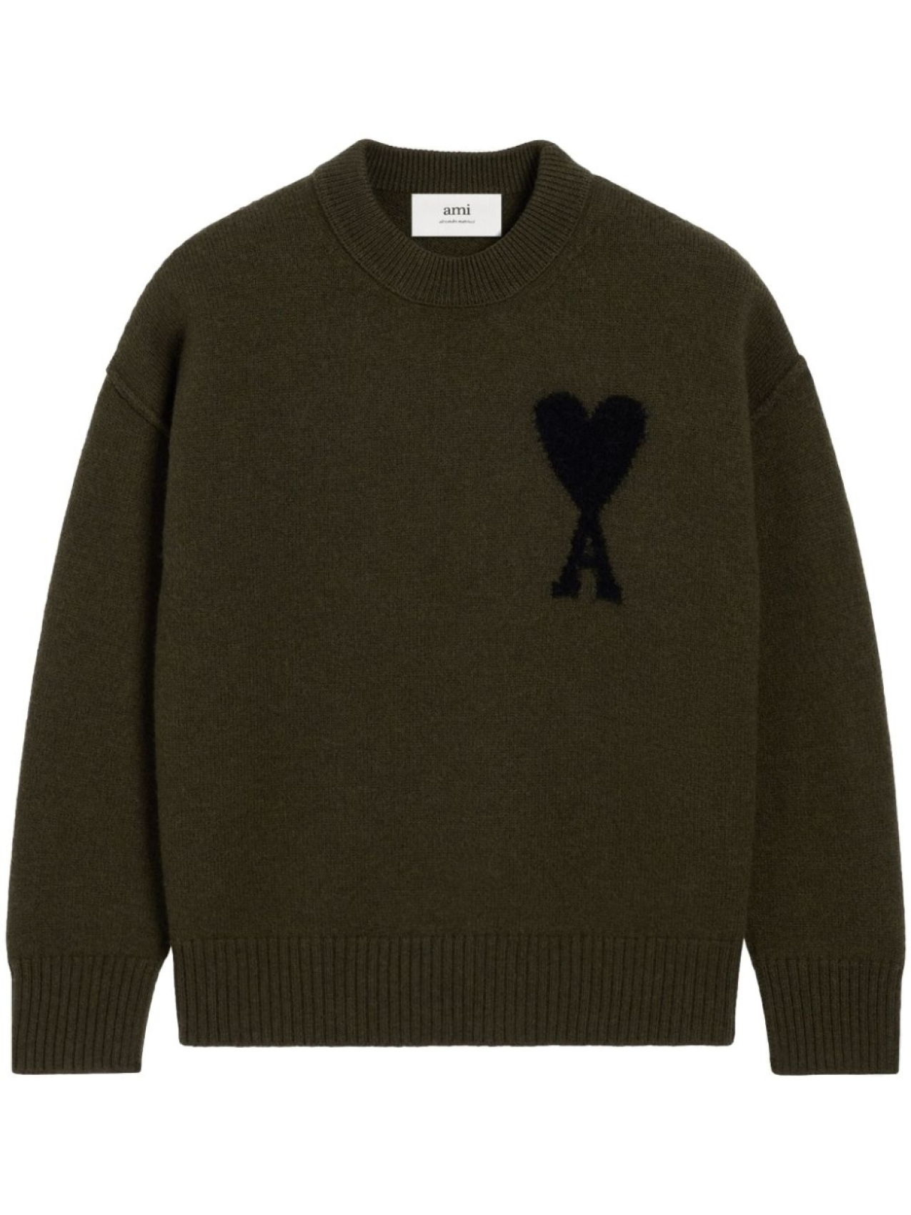 

AMI Paris свитер с монограммой Ami de Coeur, зеленый