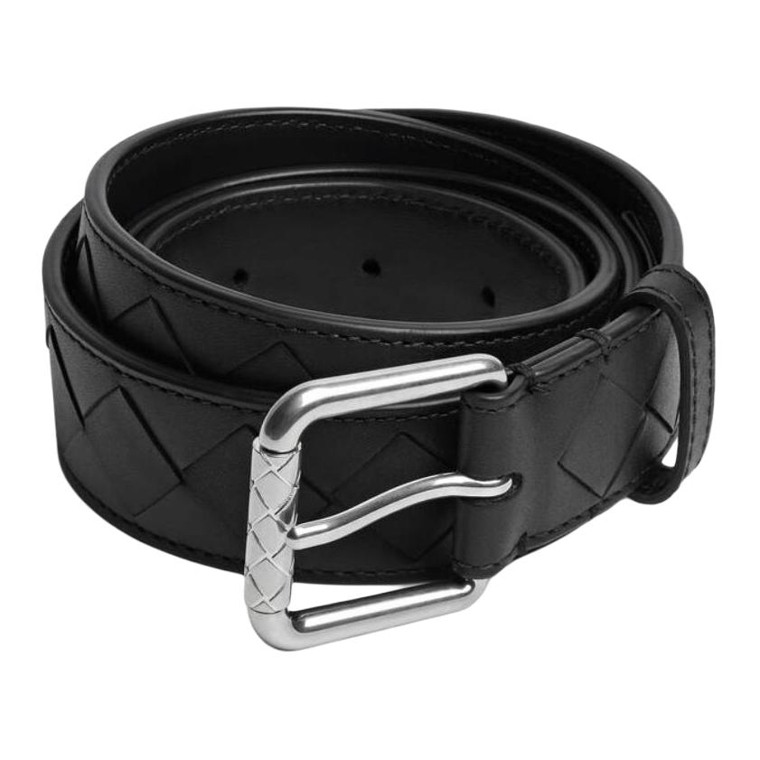 

Bottega Veneta Кожаный ремень из телячьей кожи мужской черный ширина 3 см