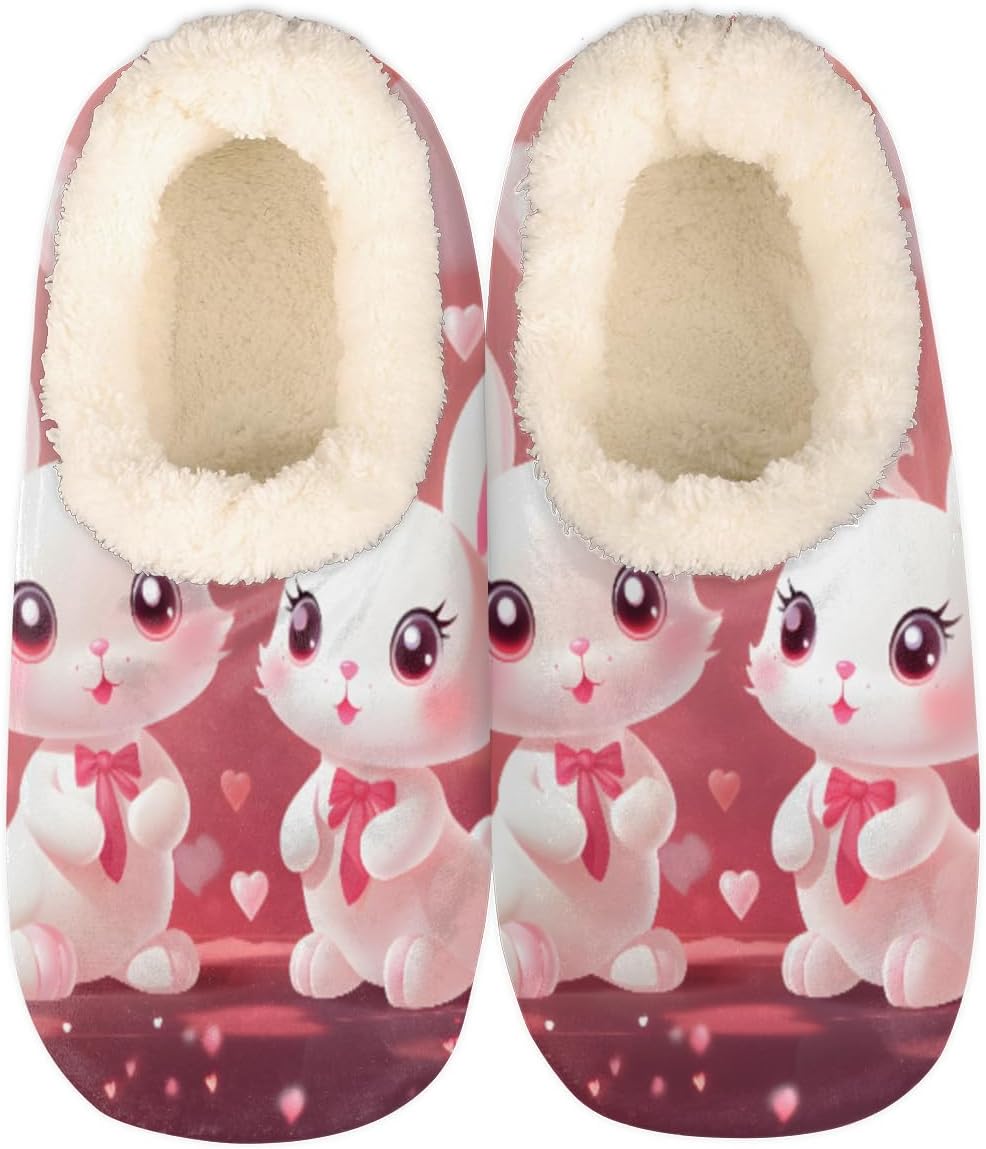

Домашние тапочки Pardick Fuzzy для женщин и мужчин, милые тапочки-зайчики с противоскользящей подошвой, с флисовой подкладкой, для дома и спальни с мягкой внутренней отделкой, теплые тапочки с сердечками, мультиколор