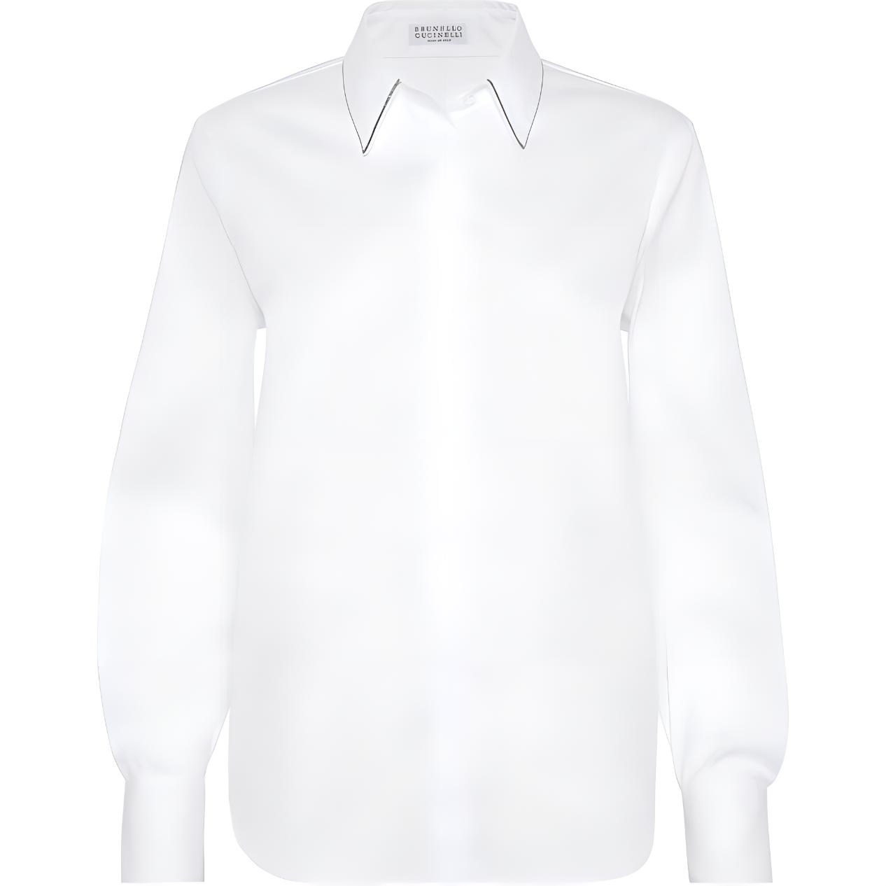 

Рубашка с длинным рукавом Monili Chain Detailed Brunello Cucinelli, белый