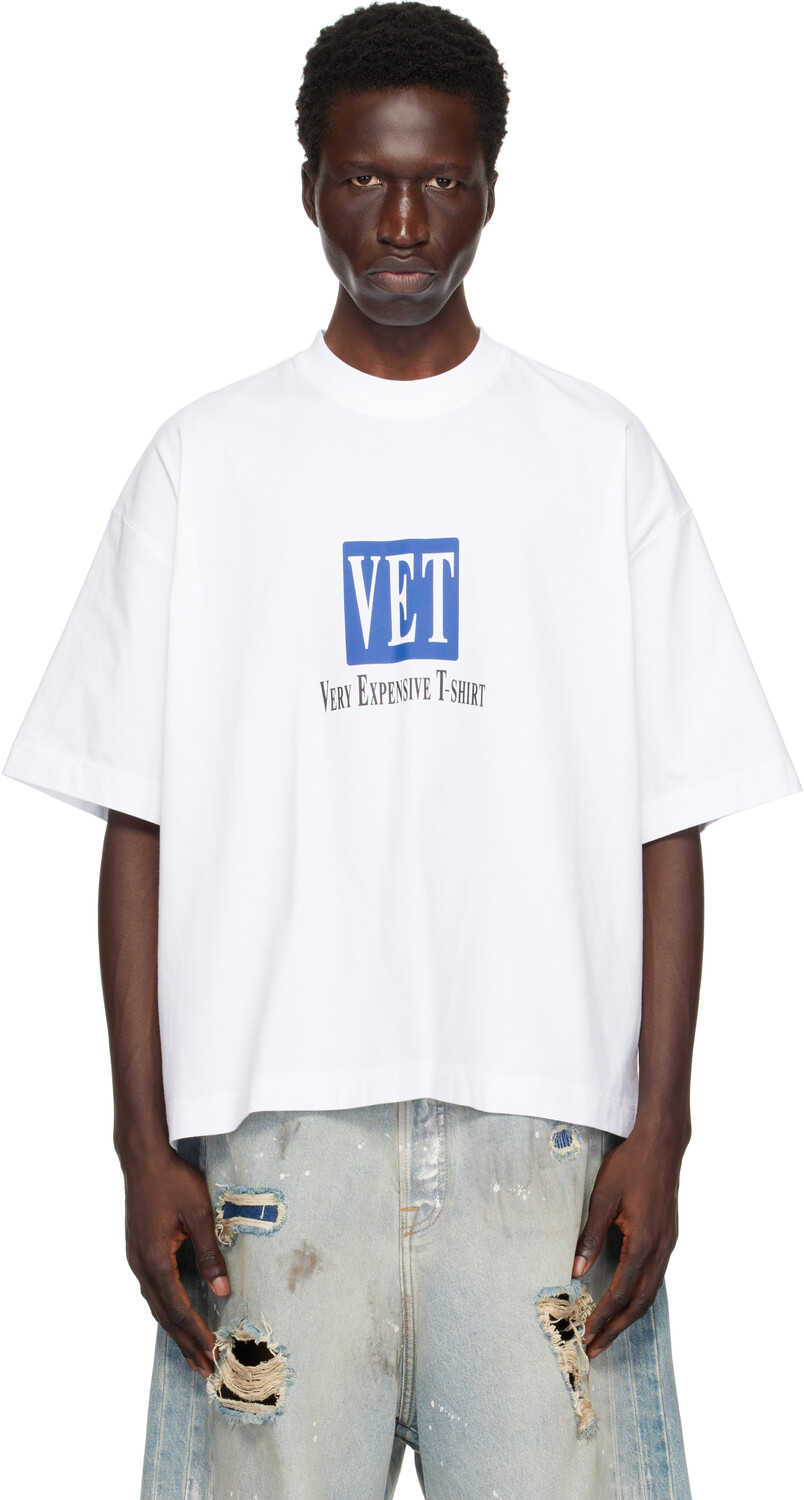 

Укороченная свободная футболка «VET» VETEMENTS, белый