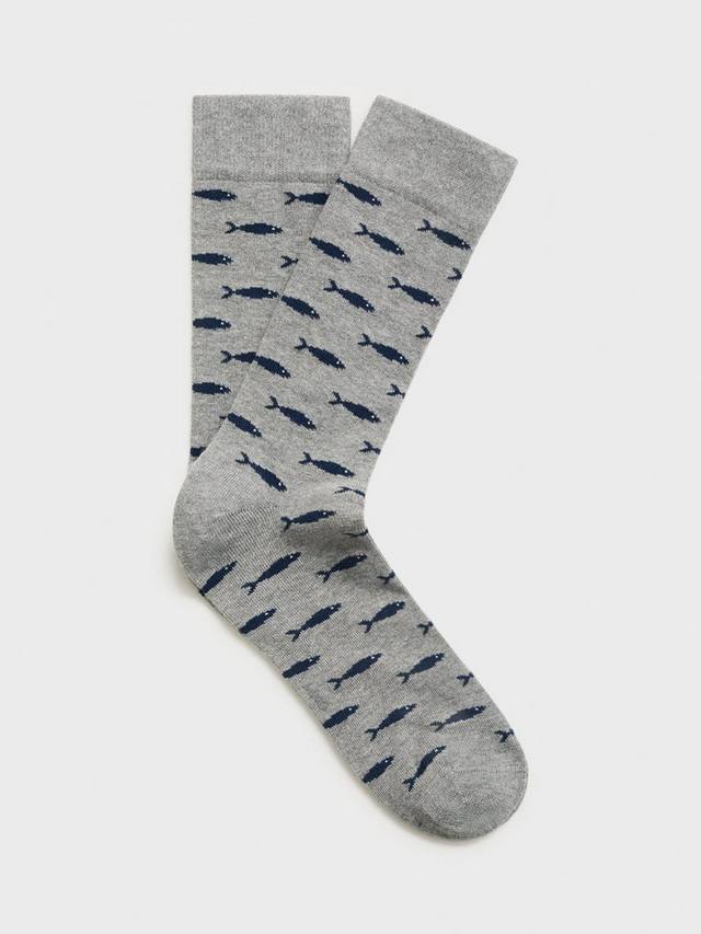 

Носки с принтом рыбок по всей поверхности Mango, Grey