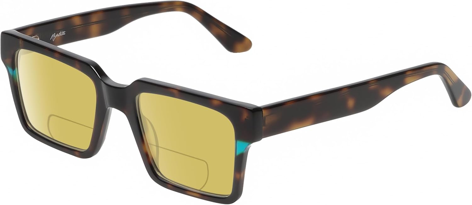 

Солнцезащитные очки Leatherback с поляризованными линзами и бифокальной линзой для чтения, мужские и женские, с защитой от УФ-излучения, для вождения, тонированные Reptile, Tortoise Blue Crystal/Polarized Yellow