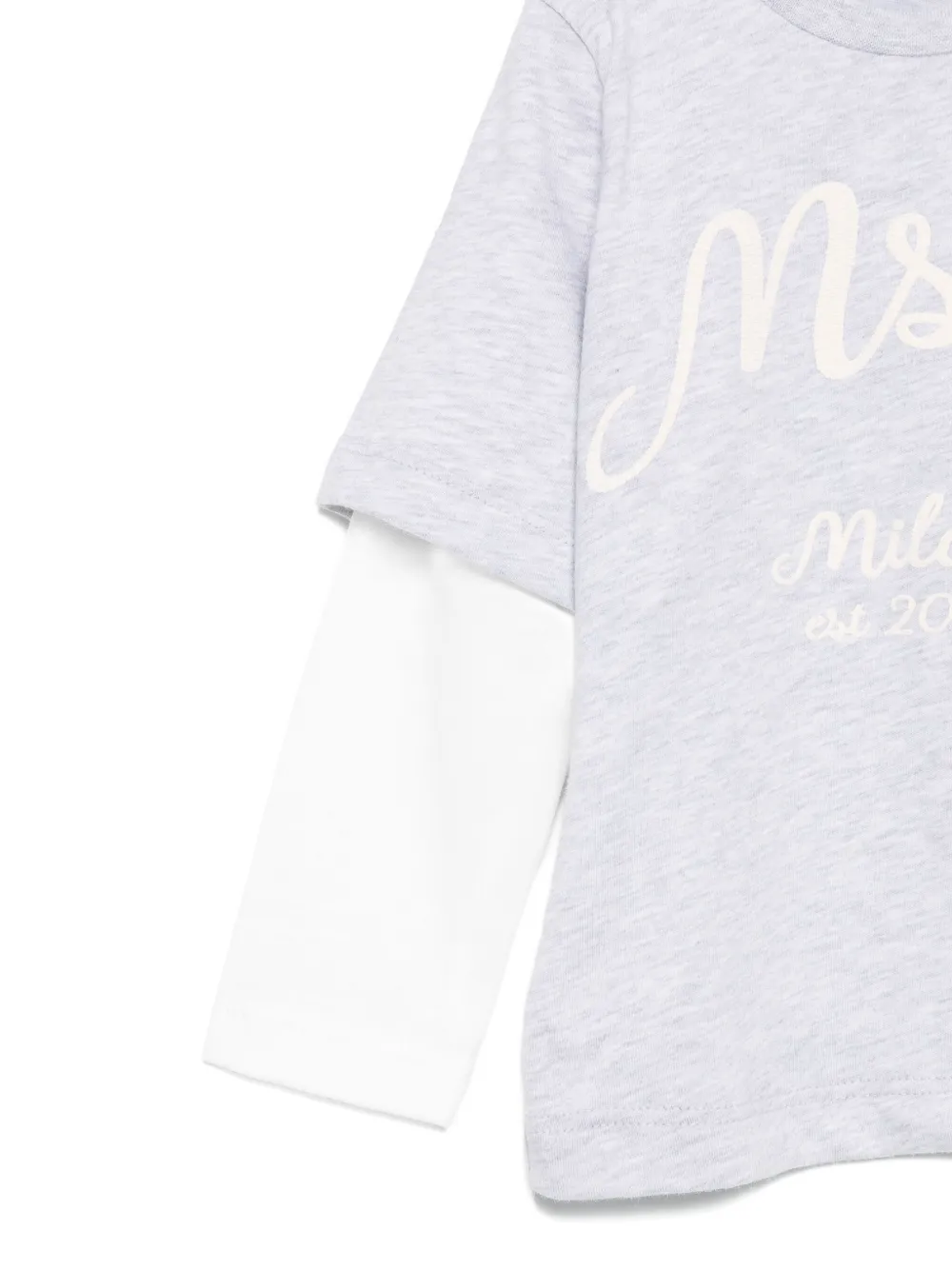Многоуровневая футболка с принтом-логотипом MSGM Kids, серый — фото 3