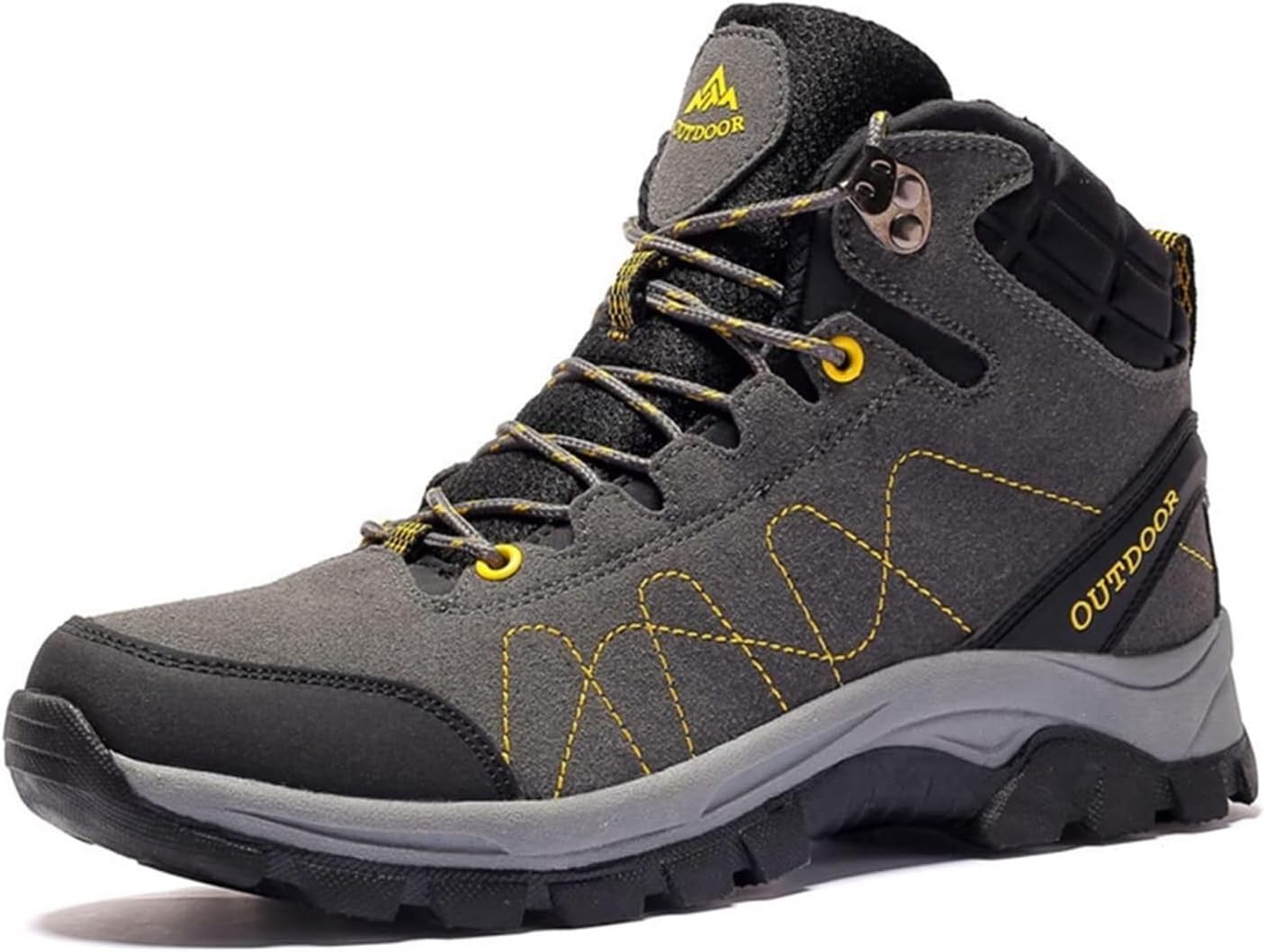 

Мужские походные ботинки на шнуровке, водонепроницаемые, противоскользящие, легкие кроссовки для трекинга на открытом воздухе, дышащие, с круглыми носками, для спорта на свежем воздухе Generic, серый