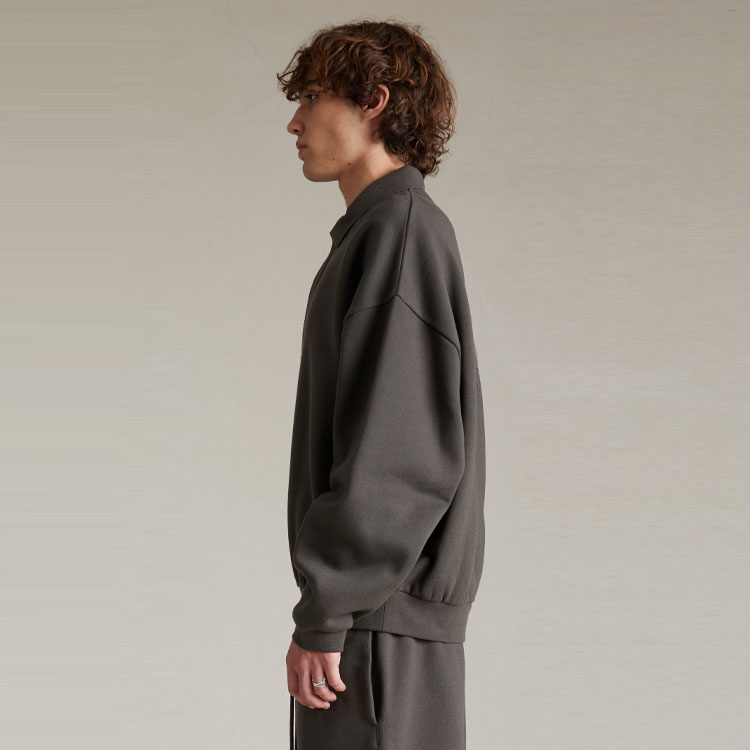 Лонгслив-поло Fear Of God Essentials Spring, чернильно-черный — фото 4