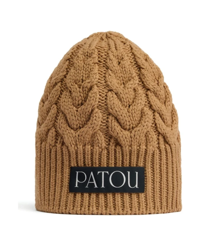 

Массивная шерстяная шапка косой вязки Patou, коричневый