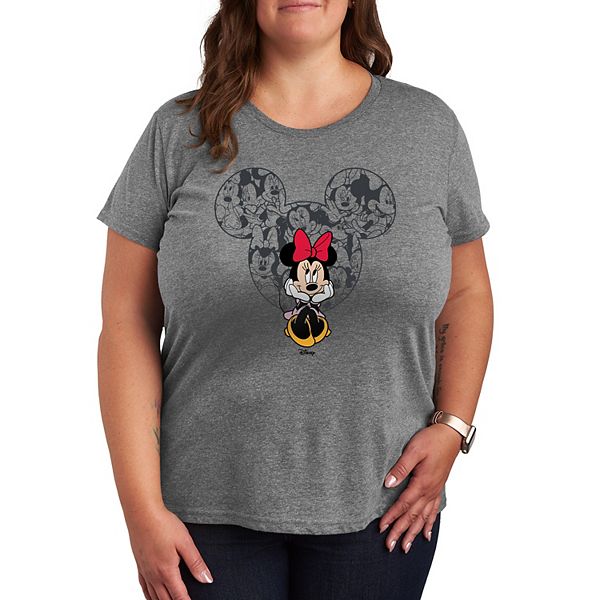 

Футболка с принтом Minnie Mouse и ушками, Plus size Disney, Heather Gray