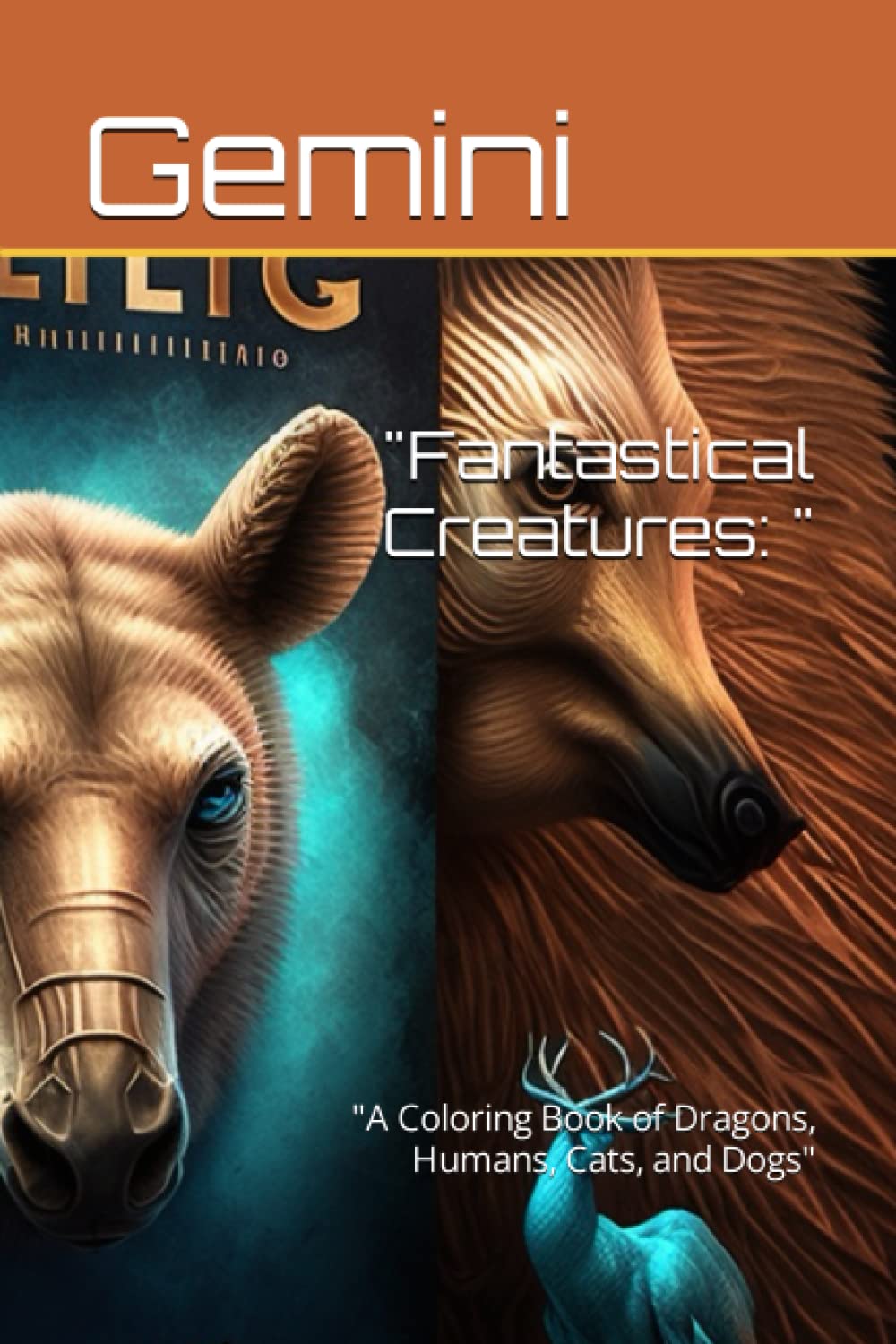 

"Fantastical Creatures: ": "A Coloring Book of Dragons, Humans, Cats, and Dogs" (Independently published)