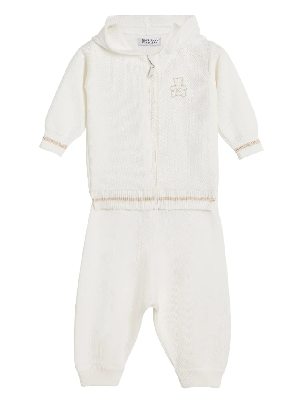 

Комплект для новорожденного с вышитым логотипом Brunello Cucinelli Kids, белый