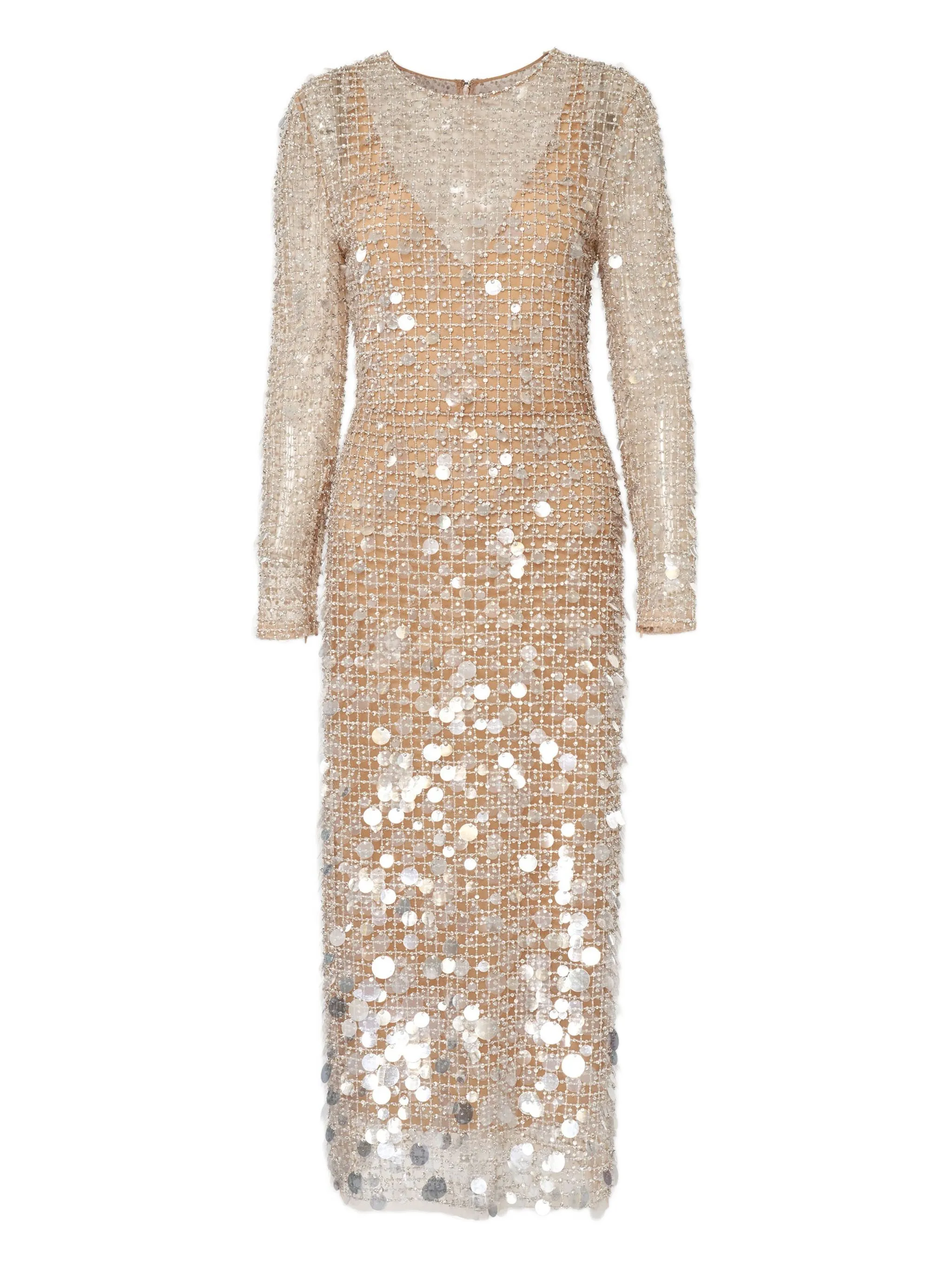 

Платье миди с кристаллами Carolina Herrera, нейтральный