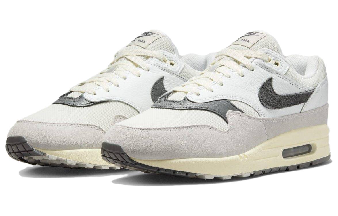 Nike Эйр Макс 1 Светлая Кость Железно-Серый Белый Серый Черный, цвет White Gray Black — фото 3