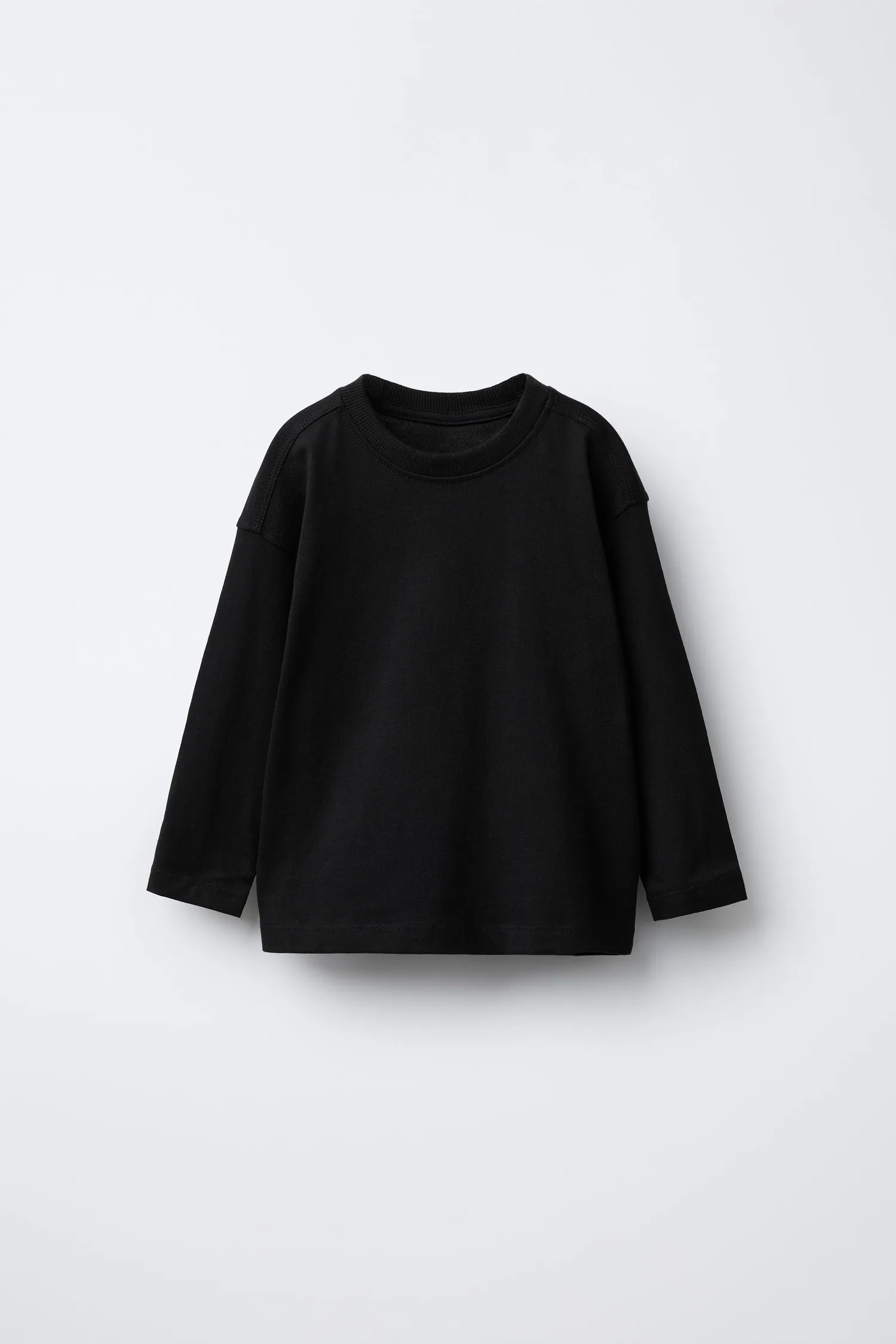 Однотонная футболка средней плотности Zara, черный