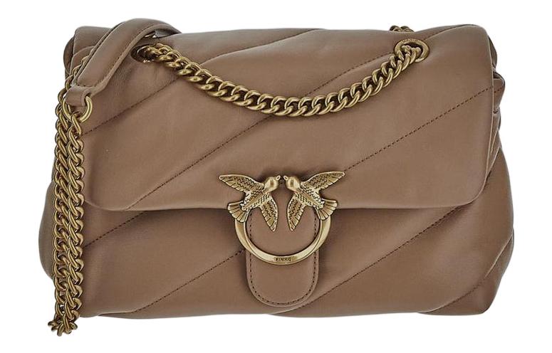 

Кожаная сумка через плечо женская бежевая PINKO