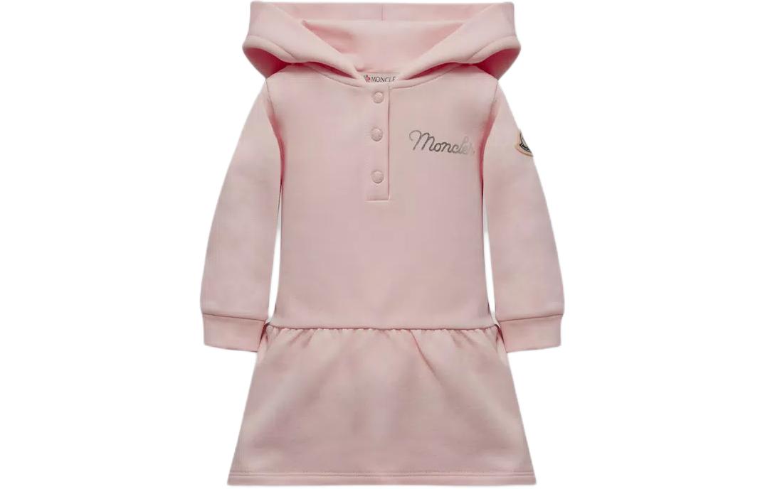 

Moncler Детское платье с капюшоном и логотипом, розовое, для младенцев и малышей