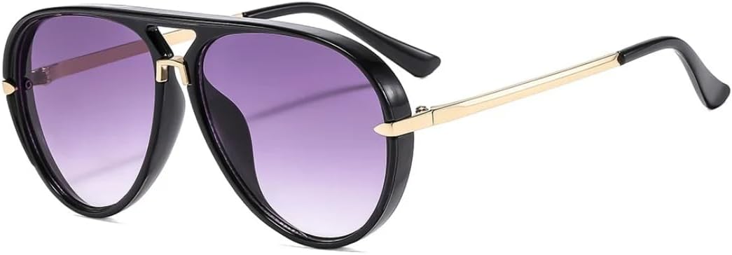 

Популярные модные женские солнцезащитные очки-авиаторы с двойной перемычкой, ретро-очки с градиентом цвета, защита от УФ-излучения UV400, мужские солнцезащитные очки в стиле панк SZVVBKK, Black Purple