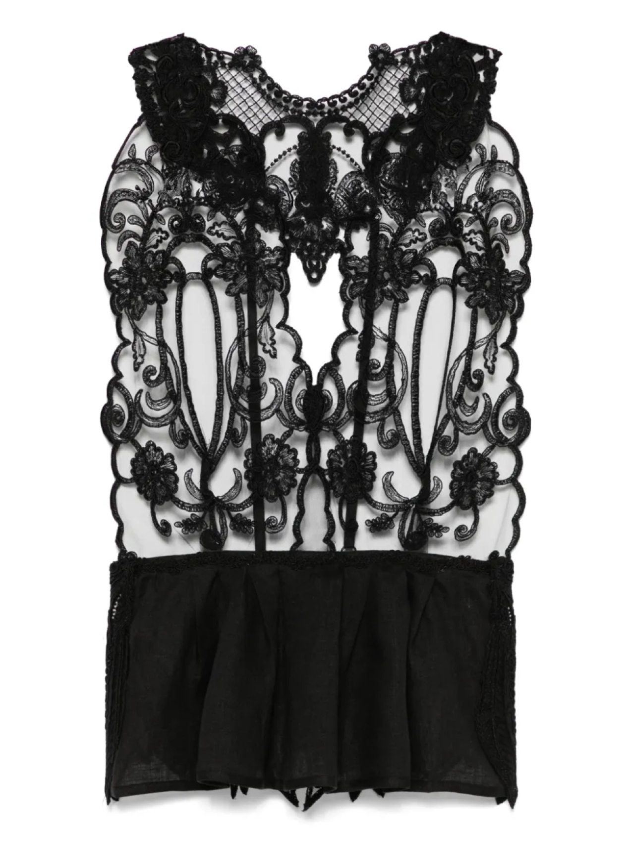 

Блузка MAURIZIO MYKONOS lace-detail open-back top, черный