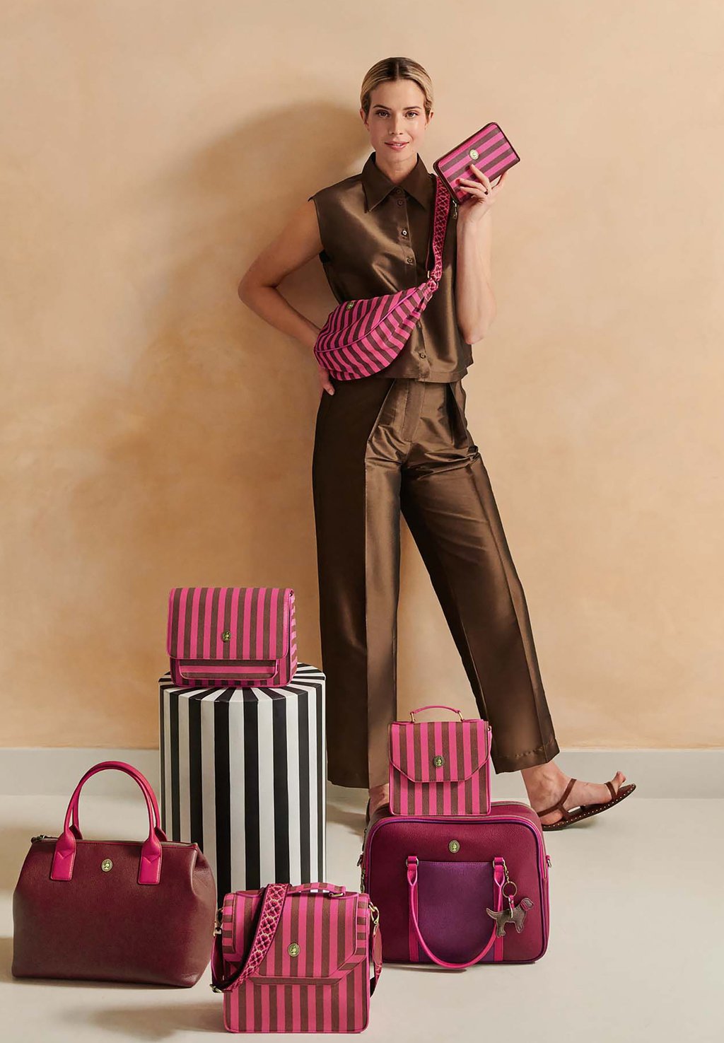 

Сумка через плечо FENNA MEDIUM STRIPE Pip Studio, розовый