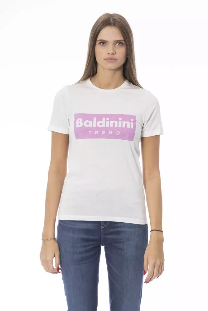 

Белая хлопковая женская футболка Baldinini Trend