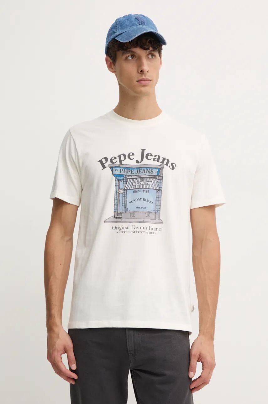 

Хлопковая футболка Pepe Jeans AGGO, бежевый