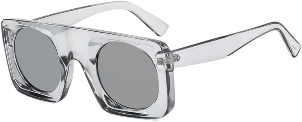 

Винтажные квадратные солнцезащитные очки для женщин, градиентные зеркальные очки с защитой от УФ-излучения UV400, модные панк-очки для мужчин TVTBBVV, Gray Silver Mirror