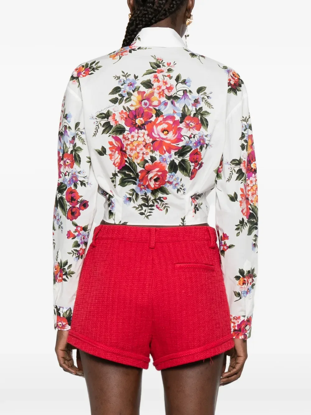 Рубашка с длинными рукавами и цветочным принтом DOLCE & GABBANA, белый — фото 4